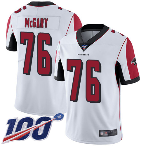 Atlanta Falcons Limited White Men Kaleb McGary Road Jersey NFL Football #76 100th Season Vapor Untouchable